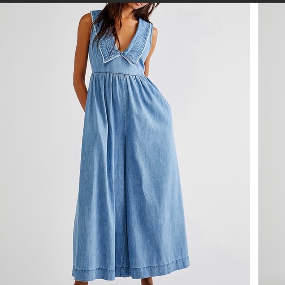Free People Pants - Free People Light Blue Denim Jumpsuit